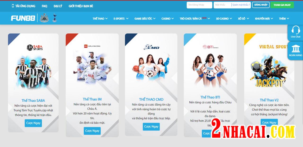 Cá cược bóng đá tại nhà cái Fun88 nhiều kèo hấp dẫn