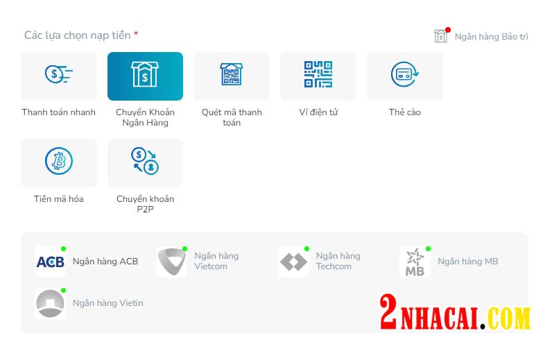 Nạp tiền nhanh chóng qua nhiều kênh khác nhau
