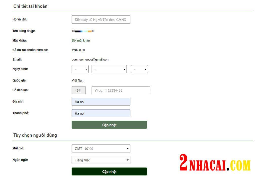Cập nhật thông tin tài khoản chính xác V9Bet